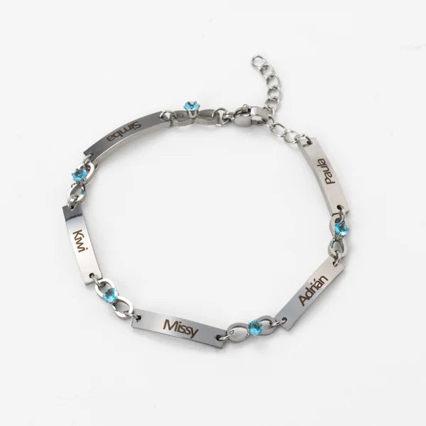 Pulsera Infinito con cinco nombres